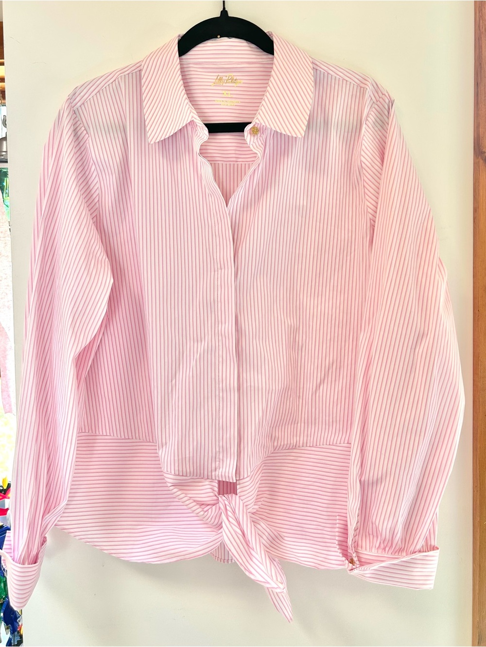 Lilly Pulitzer The Lilly Tie Shirt Conch Shell Pink Size XLarge NWT